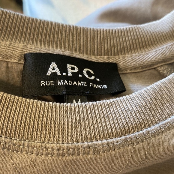 A.P.C. Women’s Taupe Pullover Cotten Sweatshirt Size M Loungewear Athleisure - Picture 3 of 7